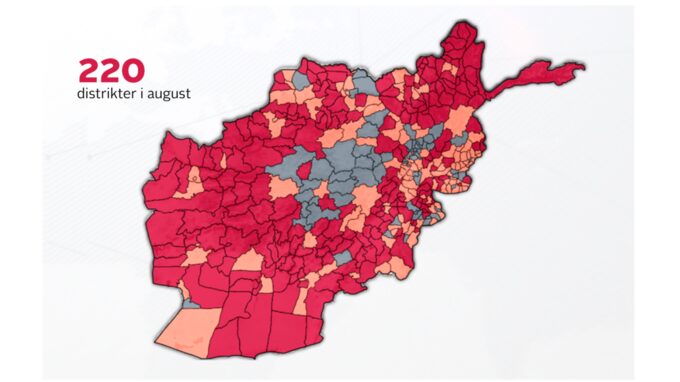 Taliban sad på 220 distrikter i begyndelsen af august. 